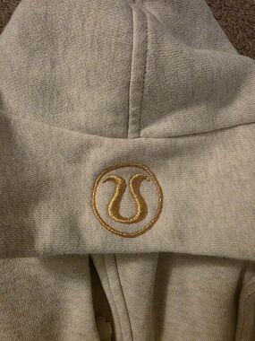 lululemon athletica Cream Hoodie with Gold Zipper Detail